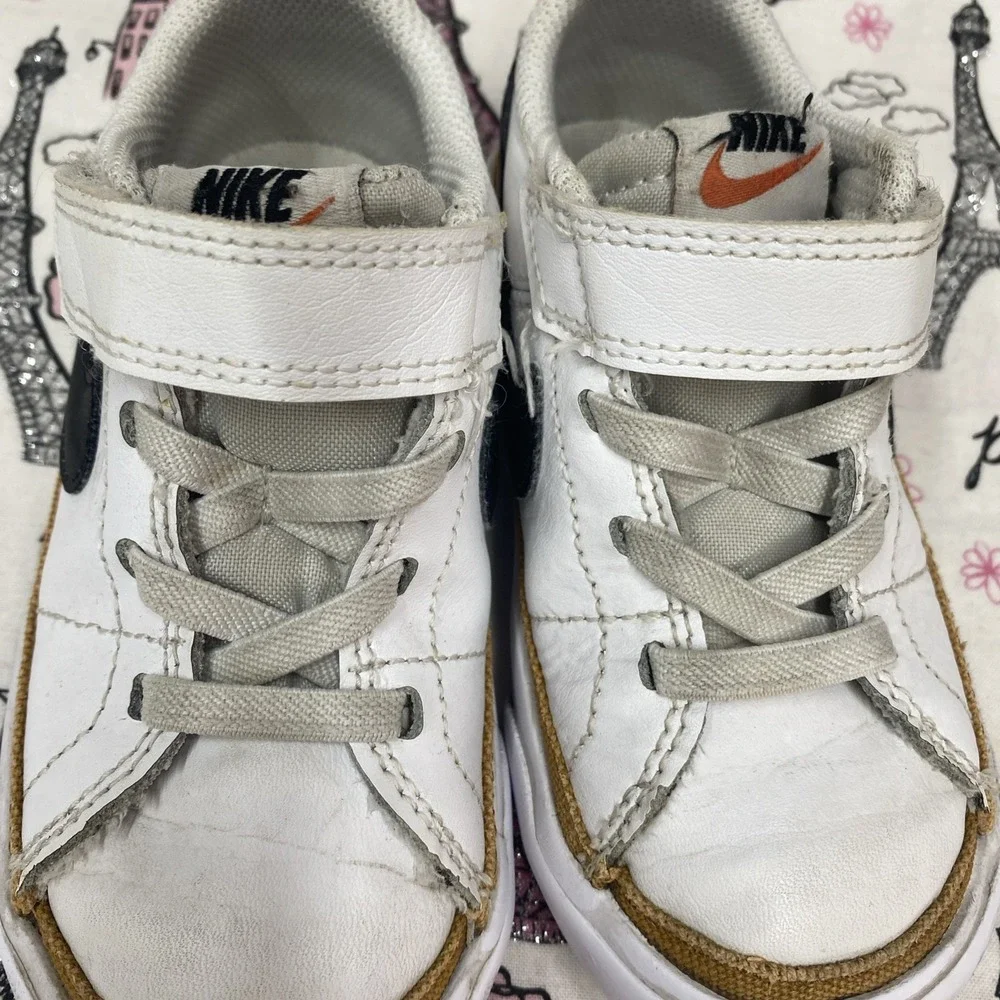 Nike Court Legacy Toddler Shoes Size 8C White, Black And Desert Ochre Colorway